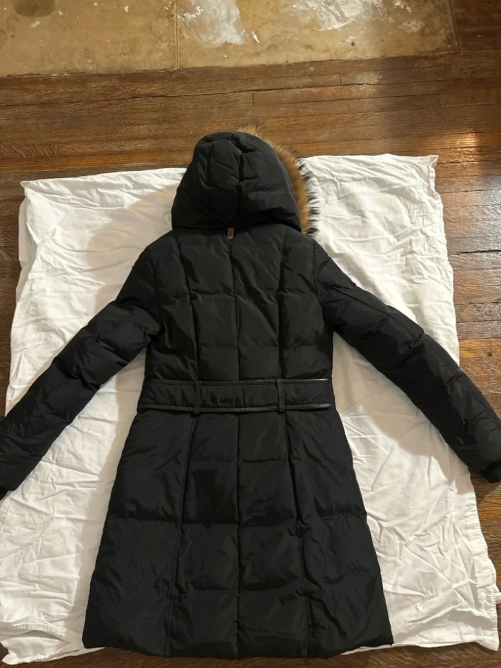 Black Puffer Jacket with Faux Fur Trimmed Hood - Picture 2 of 3
